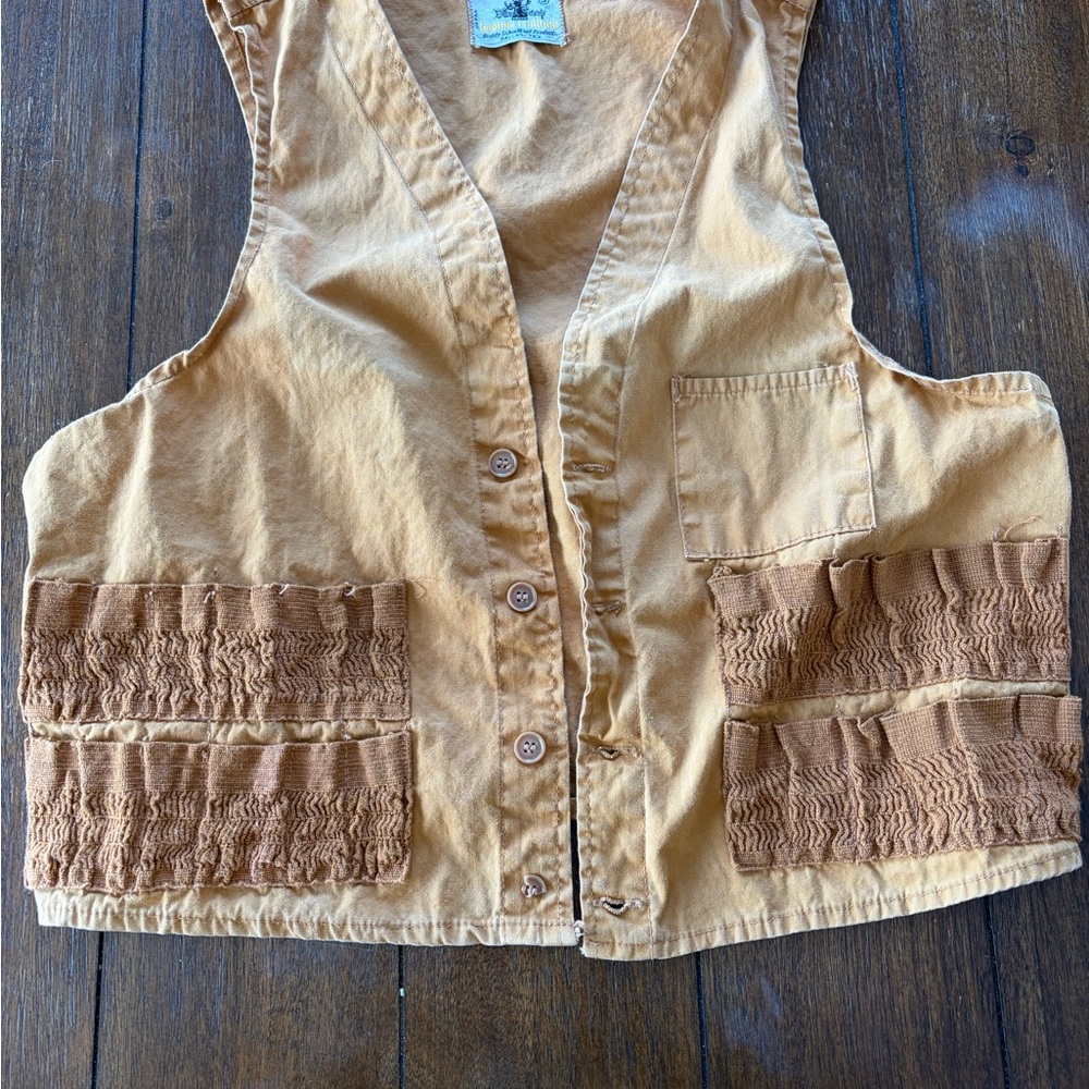Men's Tan Vest with Textured Pockets